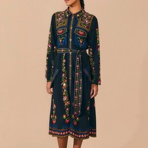 Black Toucan Garden Midi Dress